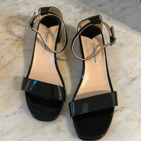 Fabio Rusconi black patent leather block heel sandal 38 - Picture 1 of 7